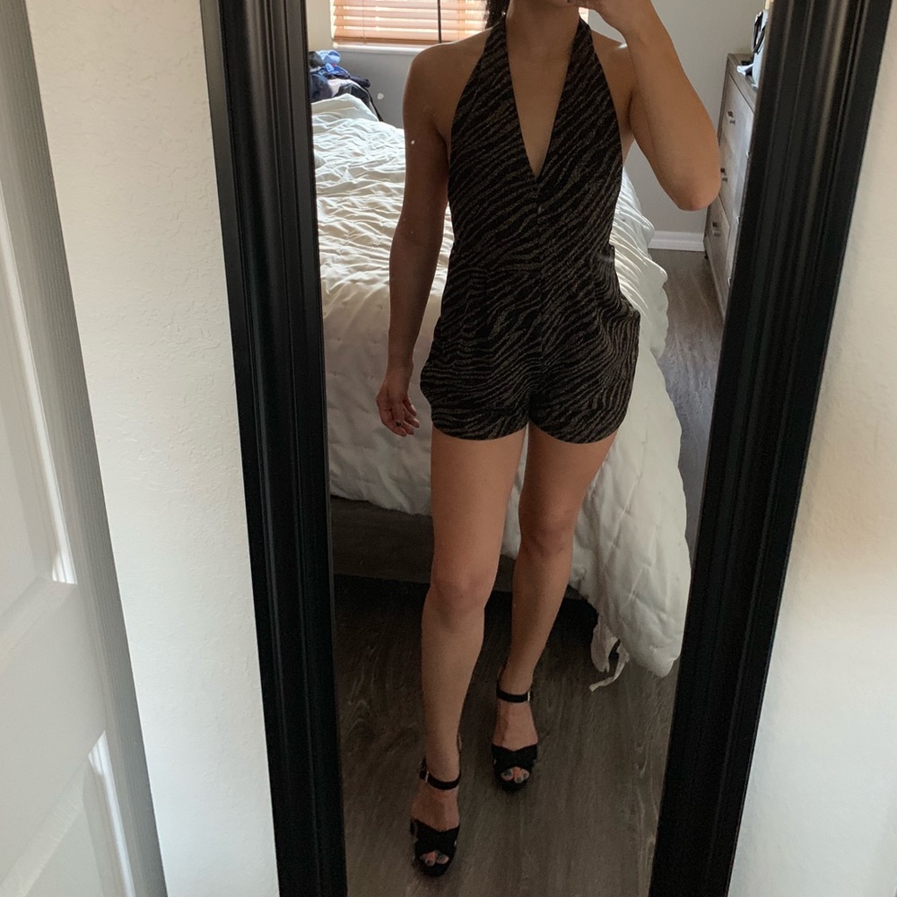 Black with multicolor sparkle print romper ZARA